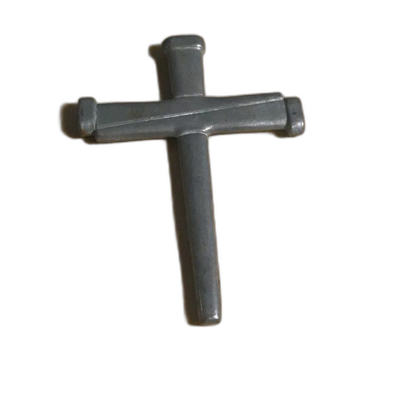 Silver Colored Metal 2 1/4” x 1 1/2” Cross Looks Like Nails - Picture 1 of 2